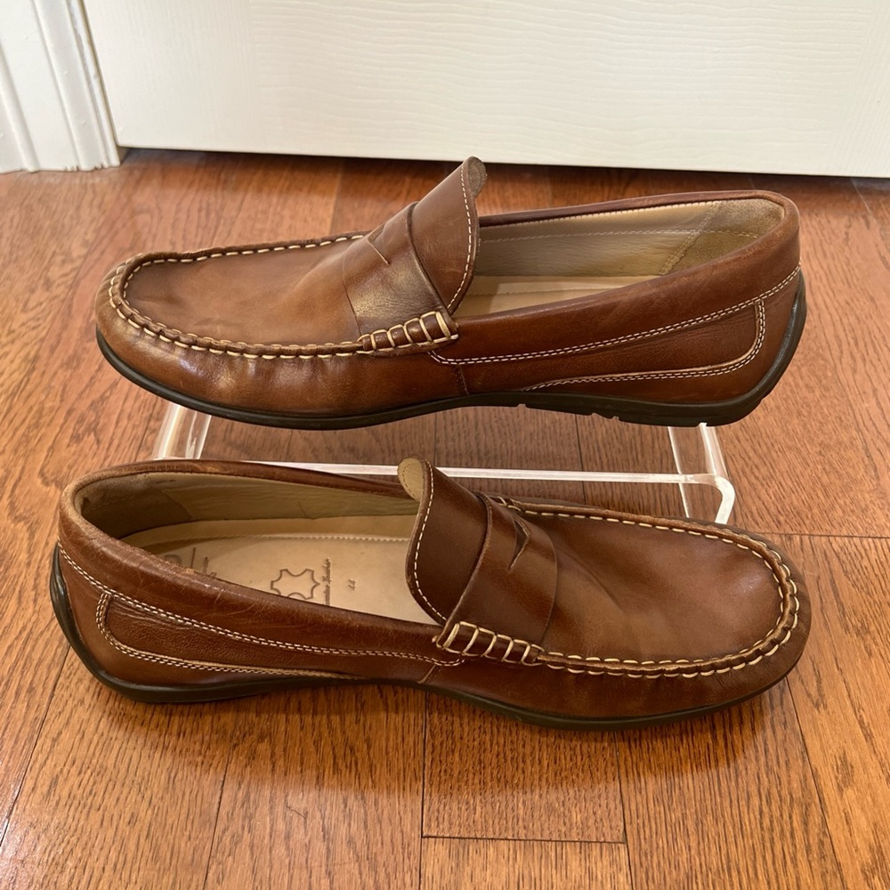 ECCO Mens Brown Leather Driving Penny Loafers Sz 44/10.5 Slip On Comfort Preppy - Picture 10 of 16